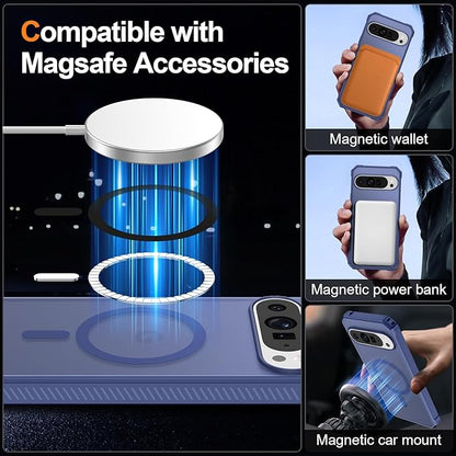 Magnetic for Google Pixel 9 Pro XL Case, [Military Grade Drop Protection] [Compatible with MagSafe] Shockproof Slim Translucent Matte Anti-Slip for Women Girls Men Case, Matte Blue