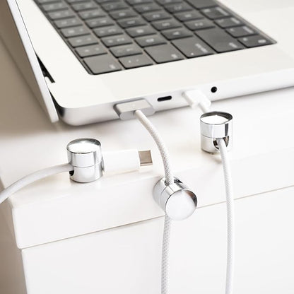 ICONIT Cable Anchors for Desk Organization | Premium Aluminum Cord Organizers | Charger + Cable Management Clips for Home & Office | Stylish, Sturdy, & Functional | (3 Pack) (Silver)