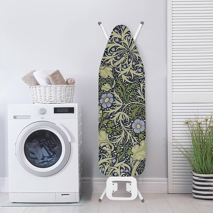 ZCFYGDX William Morris Prints Ironing Board Cover with Elastic Edge 3 Bottom Nylon Buckle Straps Breathable Resist Scorch Staining Suitable for Size-S Iron Board House Oil Paintings Art Decor