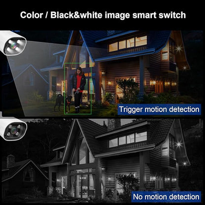 Cromorc Wireless Security Camera System with 16" Monitor Motion Detection Night Vision 2-Way Audio 4 Indoor Outdoor 5MP Camera Expandable 16CH NVR Home Business Surveillance Spotlight Siren 3TB HDD