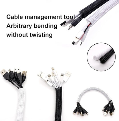 10ft *2pcs - 1/2 inch Cord Protector Wire Loom Tubing Cable Sleeve Split Sleeving for USB Cable Power Cord Audio Video Cable – Protect Cat from Chewing Cords - White(White, 10ft-1/2inch)