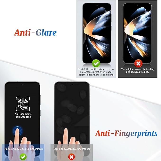 2 Pack Galaxy S22/S23 Matte Anti spy Privacy Screen Protector, 9H Tempered Glass,Anti-Glare Anti-Scratch, Smooth and Responsive Absolute, No Bubbles, High Definition Clear, With Installation Frame