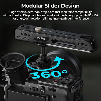 SmallRig Camera Cage for Sony FX2, HawkLock Quick Release FX2 Cage with Top Plate, Cable Clamp for HDMI, Multiple Mounting Points, Camera Rig Compatible with Original XLR Top Handles - 5587