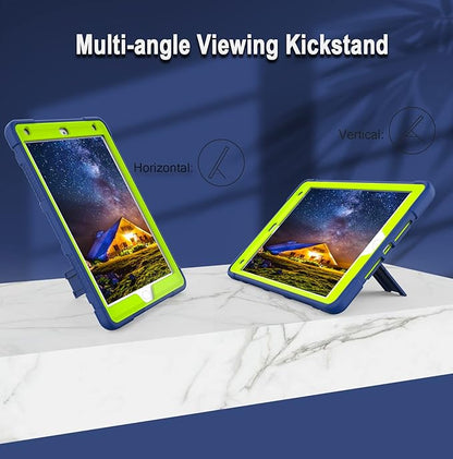 Rantice iPad 9th Generation Case, iPad 8th Generation Case, iPad 7th Generation Case, Hybrid Shockproof Rugged Drop Protection Cover with Kickstand for iPad 10.2'' (Navy+Green)