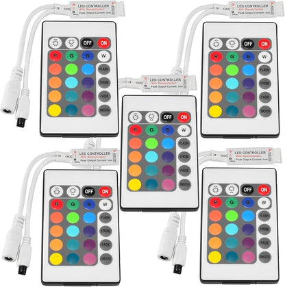 ABI Inline IR Controller with 24 Key Remote for 12V RGB LED Strip Light (5-Pack)