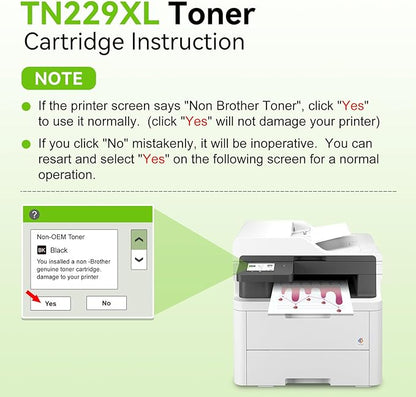 swiss toner Compatible TN229XL TN229 Toner Cartridges 5 Pack Replacement for Brother MFC-L3720CDW MFC-L3780CDW HL-L3280CDW HL-L3220CDW HL-L3300CDW Printer, BK/BK/C/M/Y