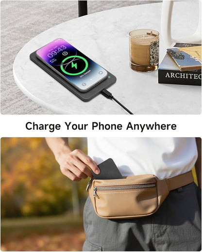 Valet Tray, Built in Wireless Charging Pad, Nightstand Organizer, Two-Toned Premium Vegan Leather Desk Bedside Caddy Organizer Tray for Keys, Watch, Wallet, Jewelry (Black+Green)