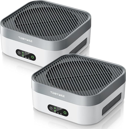 TDBYWAE Air Purifier 2 Pack for Bedroom Up to 1200 ft², H13 True HEPA Air Purifier for Pets Dust Dander Pollen Odor Smoke, with New Quiet Wind Wheel System, for Desk/Car/Travel