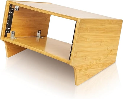 Sound Town DIY 4U Angled Desktop Turret Studio Rack, Solid Carbonized Bamboo, Assembly Required (STBR-4SL)