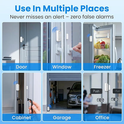 Sanjie Door Alarm with Instant and Delayed Alerts 30s/1min/2min/4min, Door Window Ajar Alarms for Kids Safety/Home Security, Volume 0-120dB, Left Open Alert for Freezer Fridge Home, 1 Sensor