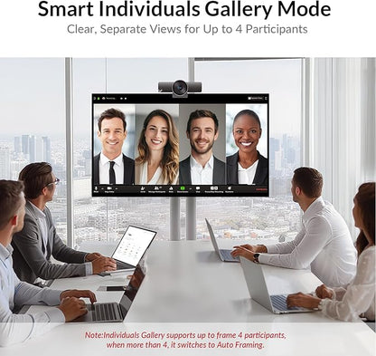 AV Access 4K Conference Room Camera, 1/1.8' Sensor, Individuals Gallery, 120° FOV, 5X Digital Zoom, Auto Framing, Presenter Tracking, Dual Mics, ePTZ, Privacy Cover, Work with Teams, Zoom, Meet