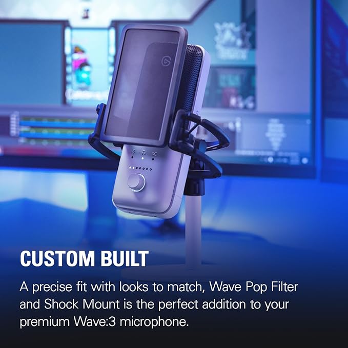 Elgato Wave:3 White Kit - Premium Studio Quality USB Condenser Microphone with Shock Mount and Pop Filter, for Streaming, Podcast, Gaming and Home Office, Free Mixer Software, Plug & Play for Mac, PC