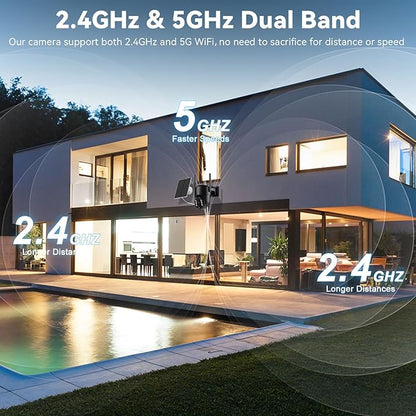 Noaheye Solar Security Cameras Wireless Outdoor, 5G&2.4GHz Cameras for Home Security, 2K Solar Outdoor Camera, Color Night Vision, AI Human Detection, 2-Way Talk, Siren Alarms (2-Pack)