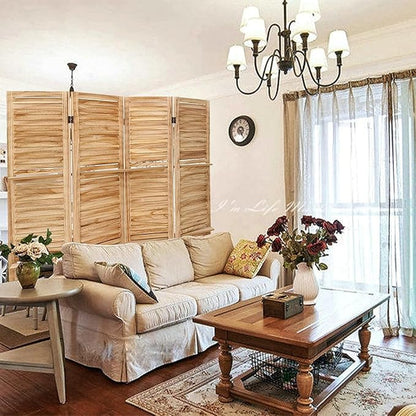 4 Panel Room Divider with Shelves, Room Dividers and Folding Privacy Screens, Folding Room Dividers 4 Panel, Wood Room Divider with 3 Display Shelves for Home Office (Natural)