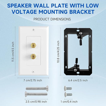 4 Pack Speaker Wall Plate with Low Voltage Mounting Bracket for Banana Plug 1.0 Speaker Home Theater