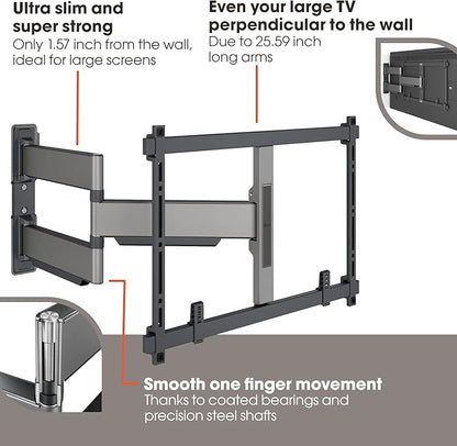 Vogel's TVM 5645 Full-Motion Ultra-Thin TV Wall Bracket for 40-77 inch TVs, Max. 99 lbs, Swivels up to 180°, Full-Motion TV Mount max. VESA 600x400