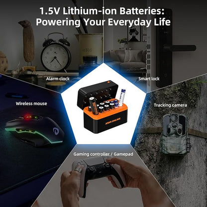 XTAR aa Rechargeable Batteries with Charger LC12 Lithium Double a Batteries 1.5V 3600mWh AA 1200mWh AAA Kit (Charger+8AA+4AAA)