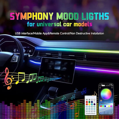 Goodream Interior Car Ambient Lighting Kit, 43.3 Inches RGB USB LED Ultrathin Acrylic Strip Lights Neon Accessories for Cars Truck SUV Center Console Dashboard with APP&Remote Control