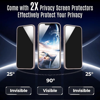 Designed for iPhone 12 Case, Compatible with MagSafe, with Privacy Screen Protectors X2, [Camera Protection] [15FT Military Drop Protection] Shockproof Phone Case, 6.1", Natural Titanium