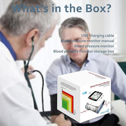 Blood Pressure Monitor, Irregular Heartbeat Detector, Automatic BP Monitor 90x2 Reading Memory and Large LCD Display, USB Charging, Adjustable Wrist Cuff, Ideal for Home and Hospital