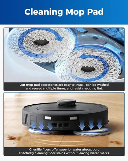 Yivy 27PCS Accessories Kit for Ecovacs Deebot T30C Omni/T30C Omni Gen2 Robot Vacuum Cleaner: 1 Main Brush, 6 Side Brushes, 6 Dust Bags, 4 HAPE Filters, 8 Mop Pads, 2 Cleaning Brushes