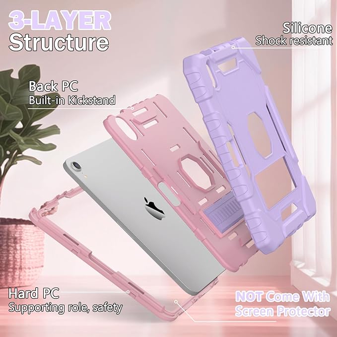 Grifobes Case for iPad Mini 7 (A17 Pro) 2024 / Mini 6 2021 8.3 inch, Heavy Duty Shockproof Rugged Cover with Pencil Holder Stand, for I Pad Mini 7th/6th Gen 8.3" Case for Kids Girl (Purple)