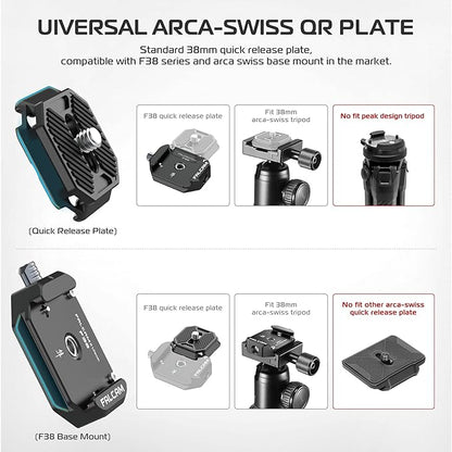 FALCAM F38 Quick Release Kit V1, Plate for DSLR/Mirroless Camera Compatible with Arca Swiss and Clamp for Tripod/Stablizer/Gimbal/Slider-2268