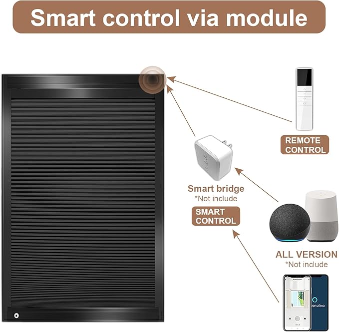 LEXEN Smart Bottom Up Honeycomb Shades - WiFi Enabled Motorized Cellular Blinds Compatible with Alexa/Google Home Easy Install Blackout Honeycomb Blinds with Aluminum Frame Customize Size-Grey
