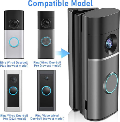 Pyfhy R/ing Doorbell Angle Mount Adjustable 35 to 55 Degree Compatible with Wired Doorbell Pro/Plus, Camera Door Mount Wedge Kit, Left/Right Universal Installation Corner Holder for Apartment Door