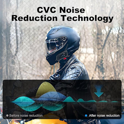 EJEAS V6 Pro Motorcycle Bluetooth Headset, Upgraded 2 Riders Intercom Helmet Communication System with Auto-Answering Call and Noise Reduction for Motorcycling Skiing and Climbing (1 Pack)