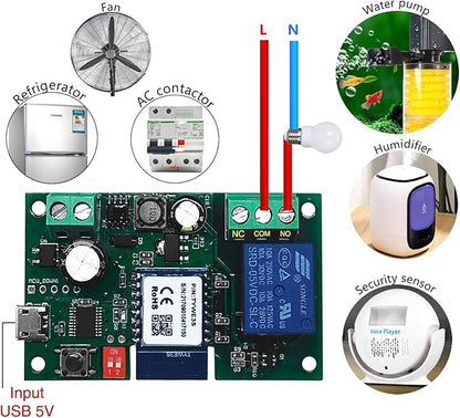 Newgoal WiFi Wireless Inching Relay Switch Momentary DIY Smart Home Remote Control DC 5-32V AC 90-250V Compatible With Alexa Echo IFTTT (Using TUYA/Smart Life APP)