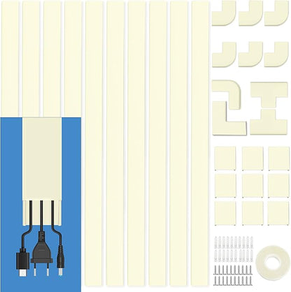 Cord Cover Wall Raceway Kit - 157" Cable Concealer, Wire Hiders for TV Wall Mounting and Wire Management, Beige