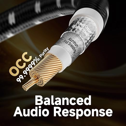 TODN Digital Coaxial Audio Cable 75-Ohm with OCC-Core 24K Gold-Plated RCA Connector for HiFi Audio Systems with Coaxial/Digital Out/SPDIF Interface (9.8ft/3m)