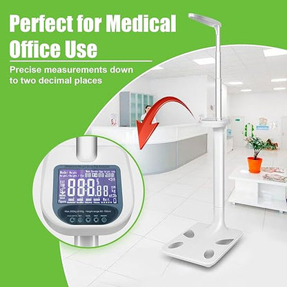 Smart Digital Physician Scale, 440lb/200kg Capacity Medical Scale for Body Weight and Height, Ultrasonic Digital Scale with BMI Body Composition Analyzer for Gym, Home, Hospital & Physicians