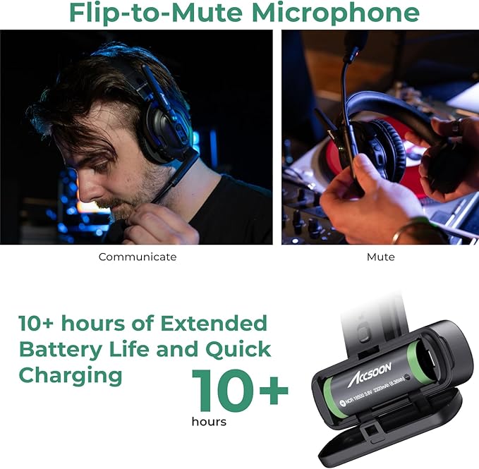 Accsoon Como MIC02-1H4R Wireless Headset Intercom System 5-Person Full Duplex 1312ft Team Communication Group Talk, Links up to 9-Person, 10+Hour Battery Life