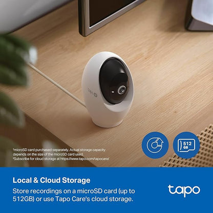 Tapo 4K Pan/Tilt Indoor Security Camera for Baby Monitor, Dog Camera w/Motion Detect and Track, 360° View, Color Night Vision, SD/Cloud Storage, Works w/Alexa, Google, and Bixby RoomCam 4K