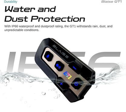 Logto Blasie GT1 Motorcycle Helmet Bluetooth Headset Intercom 2 Riders Music Share Helmet Communication System IPX6 Waterproof (Dual Pack-Black)