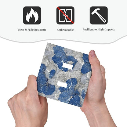 Bvtewkhz Abstract Blue Marble Plant Leaves 2 Gang Double Toggle Decorative Light Switch Covers Electrical Faceplate Switch Plates for Bathroom Kitchen Home