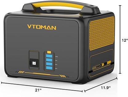 VTOMAN Jump600X 600W Portable Power Station with 640Wh Extra Battery, 939Wh Solar Generator LiFePO4 Battery, Peak 1200W AC Outlet, PD 60W USB-C, 3x12V/10A DC for Outdoor Camping, Off-grid, Home Backup