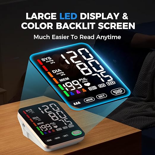 Blood Pressure Monitor, Extra Large 2 Cuffs Accurate Upper Arm Blood Pressure Machine for Home Use, 9-17''&13-21''Adjustable Blood Pressure Cuff, 6 inch Backlit Large Screen /3 User Mode