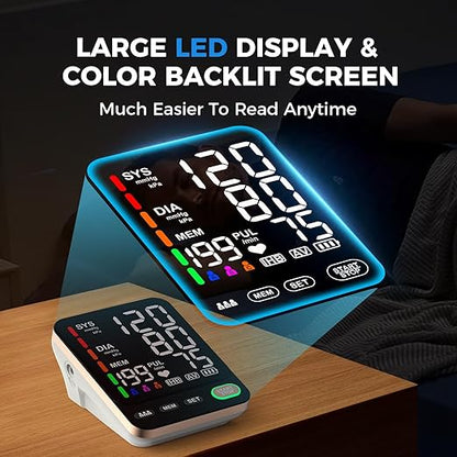 Blood Pressure Monitor, Extra Large 2 Cuffs Accurate Upper Arm Blood Pressure Machine for Home Use, 9-17''&13-21''Adjustable Blood Pressure Cuff, 6 inch Backlit Large Screen /3 User Mode