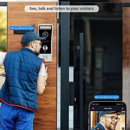 Video Doorbell Intercom System,10 Inches Touch Screen (Silver) Video Doorbell Door Phone System,Support Remote Unlock, Dual-Way Intercom,Night Vision for Villa House Apartment (1-Camera + 3-Monitor)