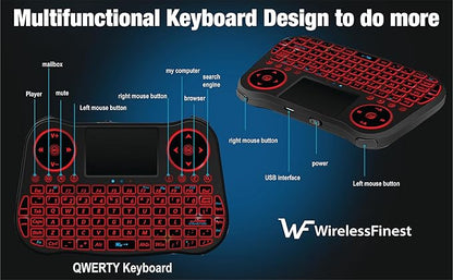 Wireless Mini Keyboard Remote Control Touchpad Mouse Combo Controller with RGB Backlit for Android TV Box Smart TV with OS+USB PC Computer Laptop Window OS HTPC Home Theater PC + USB 2.4GHz Dongle