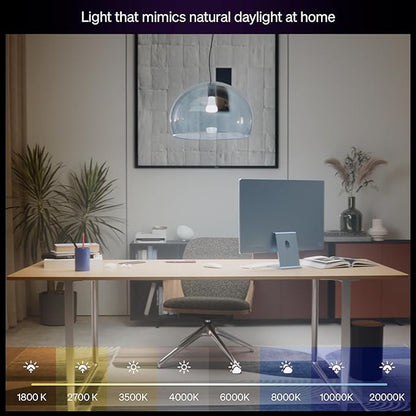 Philips Hue Smart LED A19 Bulb, White & Color Ambiance, E26 Base, 7.2W, Full Spectrum Light 1000K-20000K, 810 Lumens, Dimmable LED Bulbs, Works with Alexa, Google,& Apple Home, 3pk