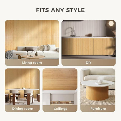OUZUGIE 1 Pack 96x48 Inch Natural Bamboo Wall Panel – Carbonized Pole Wrap Paneling for Walls, Ceilings, Cabinets, Furniture – Ideal for Bedroom, Living Room & Office DIY Decor