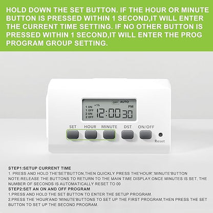 BN-LINK Indoor Digital Timer Outlet,24 Hour Light Timer Easy Programmable,Mini 2 Prong Plug in Timers for Electrical Outlets,Lamps,Fans,2 On/Off Programs,2 Pack,15A/1875W, ETL Listed