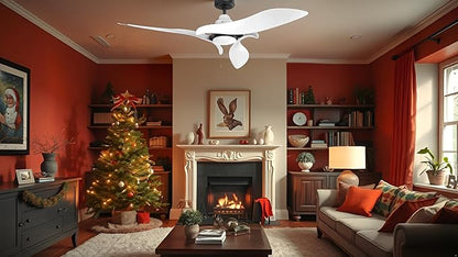 AEROFANTURE 54 Inch White Ceiling Fan, Quiet DC Motor with Remote, 6 Speeds and Reversible Airflow, Modern Indoor Fan for Bedroom or Living Room