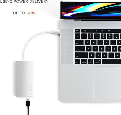 Satechi 8 in 1 USB C Hub Multiport Adapter V2, 4K HDMI, 115W USB C PD Charging, 3 USB-A, Ethernet, Micro/SD Card Readers, for Laptop, MacBook Air/Pro M5/M4, iPad, Windows - Silver