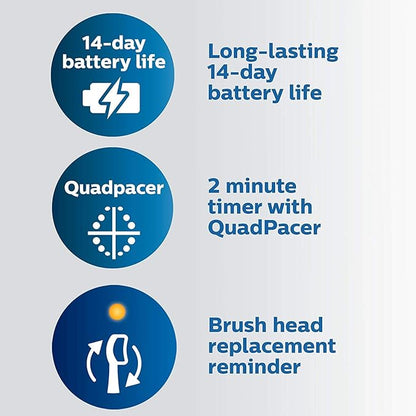 Philips Sonicare ProtectiveClean 5300 Rechargeable Electric Toothbrush, with Pressure Sensor, 3 Cleaning Modes, SmarTimer and QuadPacer, with 2 Bonus Brush Heads, Travel Case, Black, Model HX6423/34