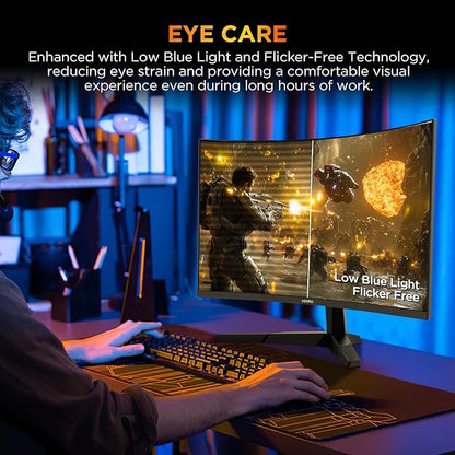 KOORUI 25 Inch Curved Gaming Monitor 240Hz FHD 1080P Computer Monitor, 1500R 1ms MPRT Display, Adaptive Sync, 90% DCI-P3,HDR, Eye Care, Tilt Adjustable, VESA 75x75mm, Black,G2511XC